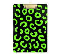 Leopard Pattern Neon Green Black Acrylic Nursing Binder clipboard Standard Letter A4 Size Waterproof for Personalized clipboards for Teachers Gold 12x9in Tabla para escribir