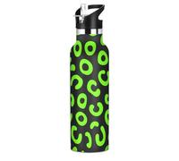 Leopard Pattern Neon Green Black Leakproof and BPA Free Insulated Water Bottle 20 Oz with Handle Double-Wall Vacuum Insulation for School and Outdoor Sports