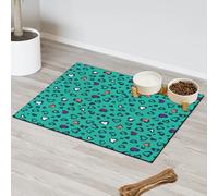 Leopard Pattern Pet Feeding Mat for Cat Dog Water Bowl Food Mats Leopard Print Pet Feeding Mats Absorbent Nti-Slip Contain Spills Protects Floors Placemat 60.9 x 81.2 cm