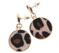 Leopard Pattern Plush Geometric round Stud Earrings 2pcs Set