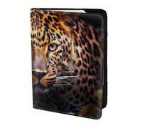 Leopard Pattern Print 5.5 Inch Passport For Men And Women Lightweight Stylish Travel Document Wallet, Black, One Size