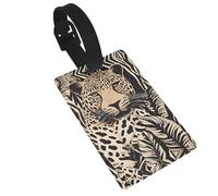Leopard Pattern Print 5pcs Luggage Tags for Suitcases,Cute Suitcase Tag Identifiers for Baggage Tag for Cruise Airport Travel PVC
