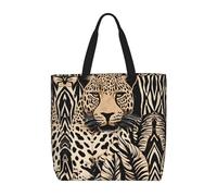 Leopard Pattern Print Canvas Tote Bags for Women Reusable Grocery Bag Large Gym Canvas Cloth Pouch Portable Shopping Handbag with Inner Pocket