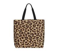 Leopard Pattern Print Canvas Tote Bags for Women Reusable Grocery Bag Large Gym Canvas Cloth Pouch Portable Shopping Handbag with Inner Pocket