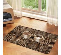 Leopard Pattern print Cats Pet Bowl Placemat Pet Feeding Mats for Dogs, Non-Slip PU Leather Tablecloth for Pets