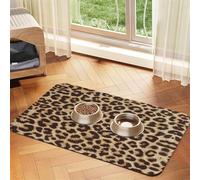 Leopard Pattern print Cats Pet Bowl Placemat Pet Feeding Mats for Dogs, Non-Slip PU Leather Tablecloth for Pets