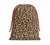 Leopard Pattern Print Convenient Reusable Drawstring Gift Pouches Holiday Parties Fashionable Men Women