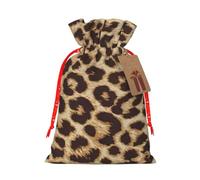 Leopard Pattern Print Drawstring Gift Pouches,For Holiday,New Year,Travel Supplies
