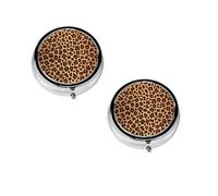 Leopard Pattern Print Pill Box, Round Pill Organizer, 3 Compartment Small Pill Case for Purse & Pocket, Portable Medicine Box, Travel Pill Case