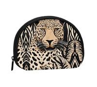 Leopard Pattern Print Portable Mini Storage Bag Shell Shaped Wallet Small Coin Wallet Shell Storage Bag