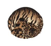 Leopard Pattern Print Shower Essentials Bonnet For Women, Large Washable Elastic Band Bath Hair Wrap Shower Cap