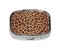 Leopard Pattern Print Square Metal Pill Box Decorative Pill Case - Carry Your Meds in Style (Rectangular)