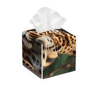 Leopard Pattern Print Square Tissue Box Cover,Tissue Box Cover For Bathroom, Bedroom Night Stands, Countertop, Living Room, Car