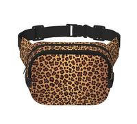 Leopard Pattern Print Unisex Square Double Layer Waist Bag Crossbody Fanny Pack Travel Workout Accessory, Black, One Size, Black, One Size