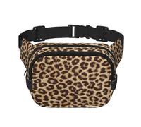 Leopard Pattern Print Unisex Square Double Layer Waist Bag Crossbody Fanny Pack Travel Workout Accessory, Black, One Size
