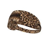 Leopard Pattern Printed Running Headband Women, Foldable Adjustable Width, Non Slip for Workout Washing and Spa