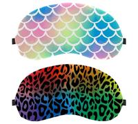 Leopard Pattern Red Yellow Purple Green 2-Pack Light-Blocking Soft Breathable Sleeping Mask Eye Patch
