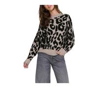 Leopard Pattern Round Neck Knit Jumper - female - JACQUELINE de YONG - Round-neck Knitwear - Multicolor - L - Knitwear L