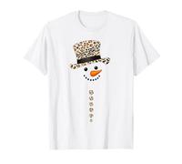 Leopard Pattern Snowman Christmas Snow Leopard Print Pajamas T-Shirt