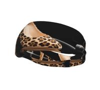 Leopard Pattern Sports Sweatbands for Men Women Elastic Non-Slip Headbands Running Workout Hair Bands Non Slip Wicking Headscarf for Fitness Cycling Hiking Yoga Football Exercise