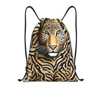 Leopard Pattern Title: Lightweight Drawstring Duffel Bag â€“ Water-Resistant Foldable Gym Sack with Adjustable Shoulder Strap, Ideal for Sports, Yoga, Travel and School