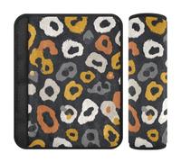 Leopard Pattern Wild Animal Gray Yellow 2 Pack Seatbelt Cover for Adults Release Stress to Your Neck and Shoulders for SUV funda para cinturón de carro