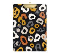 Leopard Pattern Wild Animal Gray Yellow A4 Invoice clipboard Plastic for Police Office Nurse Football Coaches Gold 9 x 12 in