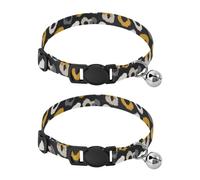 Leopard Pattern Wild Animal Gray Yellow Small Dogs Collars Adjustable Dog Collar For Girls And Boys 2 Pcs
