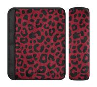 Leopard Pattern Wine Red 2 pcs car seat Cover Stop seat Belt Cutting into Neck for Airplane funda para cinturón de carro