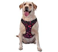 Leopard Pattern With Magenta Black No Pull Dog Harness Adjustable Reflective Oxford Easy Control Medium Large Dog Harness