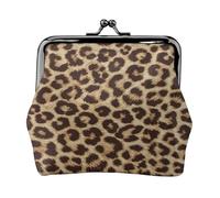 Leopard Pattern Women's Leather Kiss-Lock Coin Purse,Double-Sided Full Print Pattern,Ultra-Fine Fiber Leather,Small Clutch Wallet for Cash,Cards,Coins
