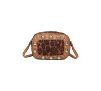 Leopard Patterned Luxe Soft Suede Leather Crossbody Bag Fontanella Fashion Brown One Size