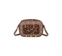 Leopard Patterned Luxe Soft Suede Leather Crossbody Bag Fontanella Fashion Taupe One Size