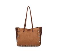 Leopard Patterned Luxe Soft Suede PU Leather Tote Bag Including A Crossbody Bag Fontanella Fashion Brown One Size