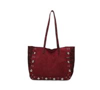Leopard Patterned Luxe Soft Suede PU Leather Tote Bag Including A Crossbody Bag Fontanella Fashion Burgundy One Size