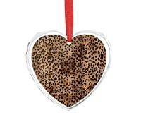 Leopard Patterned Wallpaper Heart Ornament, 3.15 Inch Glass Christmas Tree Decorations Elegant & Romantic Heart Christmas Ornaments for Trees, Home Decor