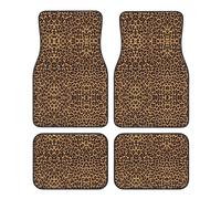 Leopard Patterned Wallpaper Print Car Foot Mat Four-Piece Set Full Set With Non-Slip Rubber Backing