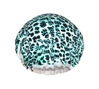 leopard patterned wallpaper Print Shower Cap, Bath Shower Caps for Women Long Hair, Double Layer Waterproof Bathing Shower Hat