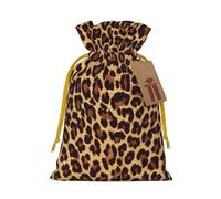 Leopard Patterned Wallpaper Print Small Drawstring Pouch For Gifts,Reusable Gift Bag,For Holiday And Party Presents