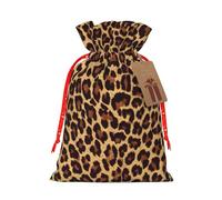 Leopard Patterned Wallpaper Printing 4.7x6.9 Inch Christmas Bag Drawstring Closure,For Christmas Anniversaries Birthdays