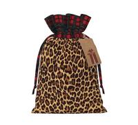 Leopard Patterned Wallpaper Printing 4.7x6.9 Inch Christmas Bag Drawstring Closure,For Christmas Anniversaries Birthdays,Holds Gifts