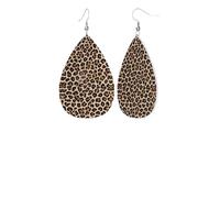 Leopard Patterned Wallpaperprint Leather Earring Stylish Waterdrop Shaped Dangle Earrings With Double Sided Print, Pvc Leather 925 Silver Plated Hooks For Womenâ€™s Fashion Holiday Party Gift