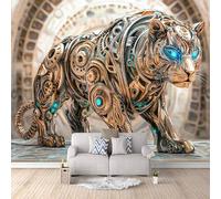 Leopard Photo Wallpaper Mechanical Style Animals Wallpaper Mural 3D Art Print, Non-Woven Wall Paper, Decoration Poster Picture Mural 500 × 280 cm / 196.8" × 110" for Living Room Bedroom