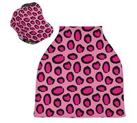 Leopard Pink Print Stretchy Baby Car Seat Cover,Canopy Nursing Covers,Soft Breathable Windproof Scarf Changepad for Winter Infant Breastfeeding Boys