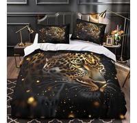 Leopard Portrait Comforter Cover 3D Print Super Soft 3-Piece Bed Set Hidden Zipper Wild Animal Art_1 Duvet Cover Hotel Quality Durable for Adults Women Kids Girls Boys Teens Super king（260x220cm）