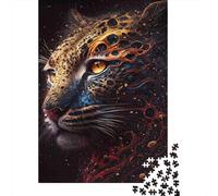 Leopard Portrait Jigsaw Puzzles 1000 Piece Recycled Paper Space NebulaPuzzle for Adults Jigsaw Puzzle Impossible Hard Home Activity Celebration Gifts 52x38cm/1000pcs