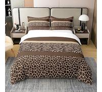 Leopard Print 100% Cotton Duvet Cover,Cheetah Strip Lines Bedspread Cover for Home Living Room Decor, Reversible Safari Animal Modern Art Room Curtain, Super King Size