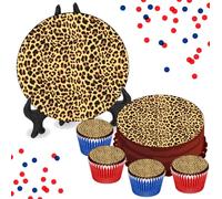 Leopard Print 8 INCH Cake or Cupcake Icing Toppers - Birthday Animal Pattern Party Cake Decorations Perfect For Brownies Cookies Muffins & More! (1 x 8 Inch Circle Cake Topper (20.3cm x 20.3cm))
