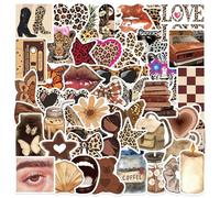 Leopard Print Aesthetic Girl Stickers 50 Pcs Waterproof Cute Leopard Sticker for Laptop Skateboard Scrapbook Computer Water Bottle Luggage Helmet Bike Car,Vinyl Funny Trendy Sticker for Teens Adults