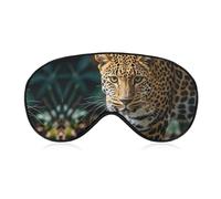 Leopard Print African Jungle Animals Sleep Mask Light Blocking Eye Cover Polyester Eye Mask with Elastic Strap Blindfold for Side Sleeper Sleeping Masks Face Hugging for Women Men Travel